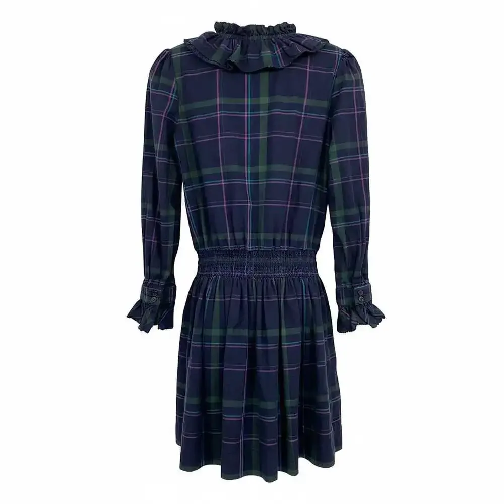 Polo by Ralph Lauren Girls Dress Navy Plaid Ruffle | Short Mini 7 Regular